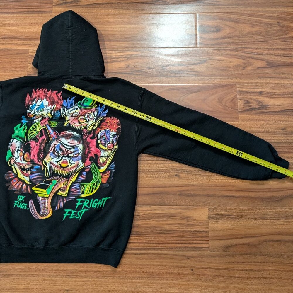Six Flags Fright Fest Hoodie Sweatshirt Clown Halloween Sz S Great Adventure - Picture 10 of 11